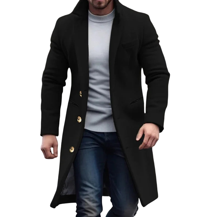 Men´s William Wool Coat - Full-Length Thermal Insulated Winter Coat