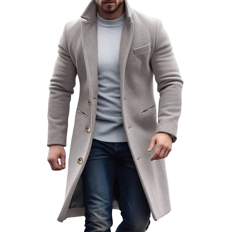 Men´s William Wool Coat - Full-Length Thermal Insulated Winter Coat