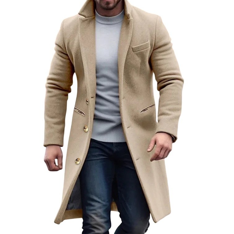 Men´s William Wool Coat - Full-Length Thermal Insulated Winter Coat